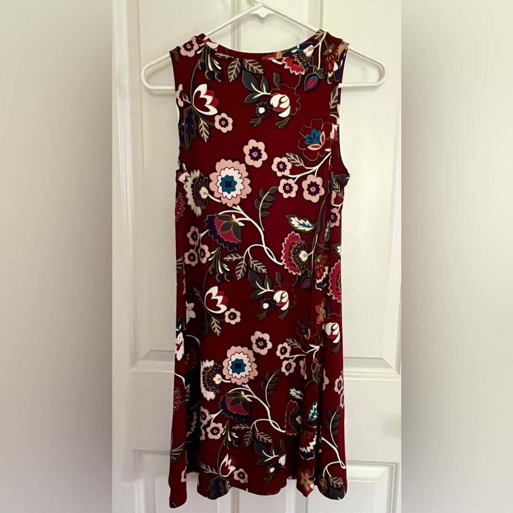 LOFT Burgundy Floral Midi Dress